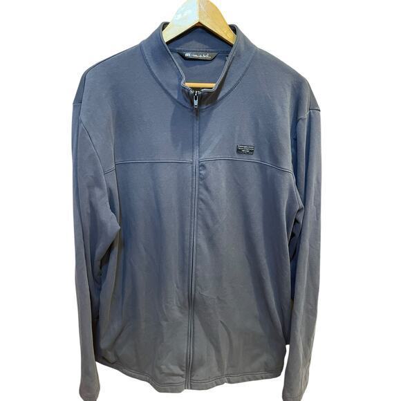 Travis Mathew Men's Cash Out Full Zip Golf Jacket, Fleece Lined, Grey & Blue XL - Picture 1 of 9